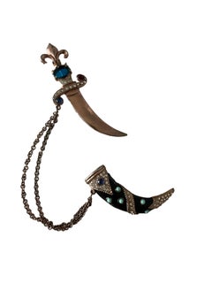 1940s European Gold-Tone Dagger and Scabbard Double Brooch