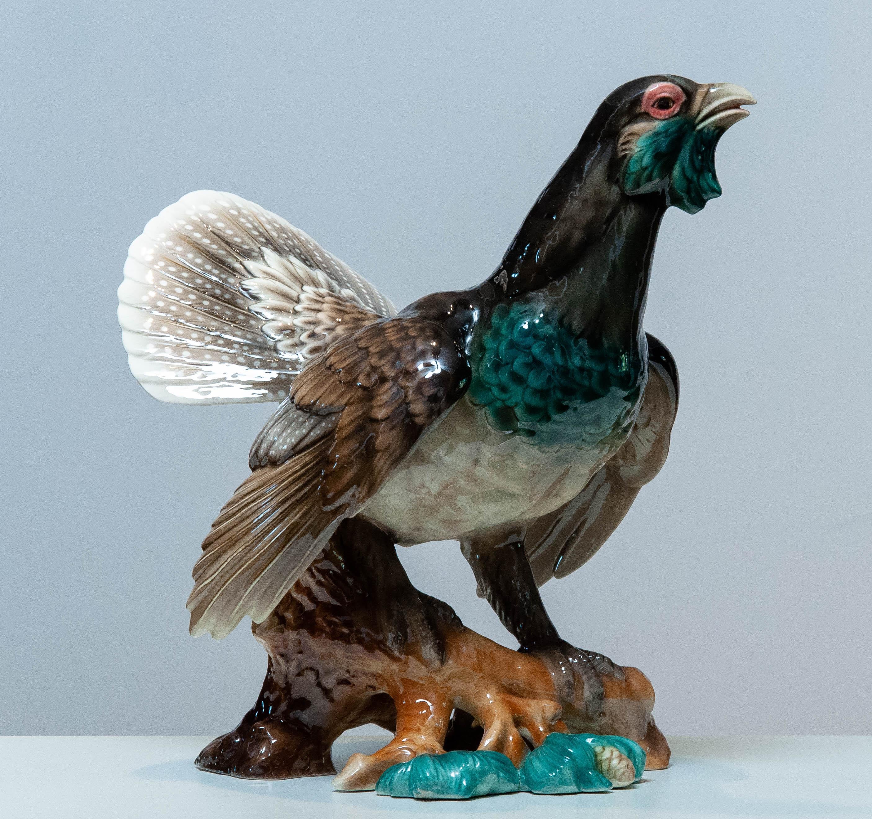 Extremely rare, extra large, porcelain pheasant designed and made by Rudolf Chocola at Keramos in Vienna Austria in the 1940's. This big pheasant is marked and numbered: 2536.
In absolutely mint condition.
