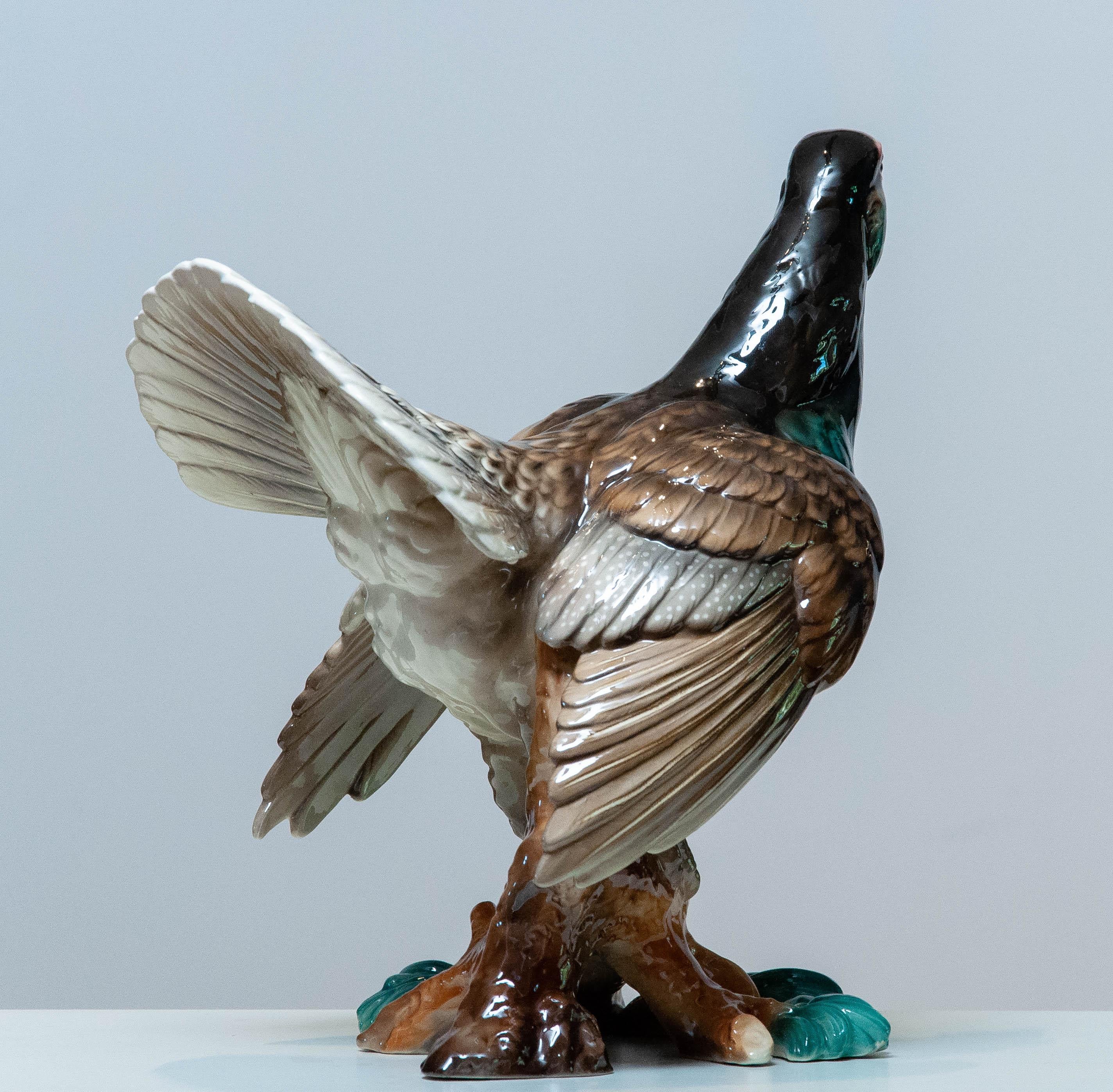 Smaltato 1940's Extra Large Porcelain Pheasant Made By Rudolf Chocholka At Keramos Vienna in vendita