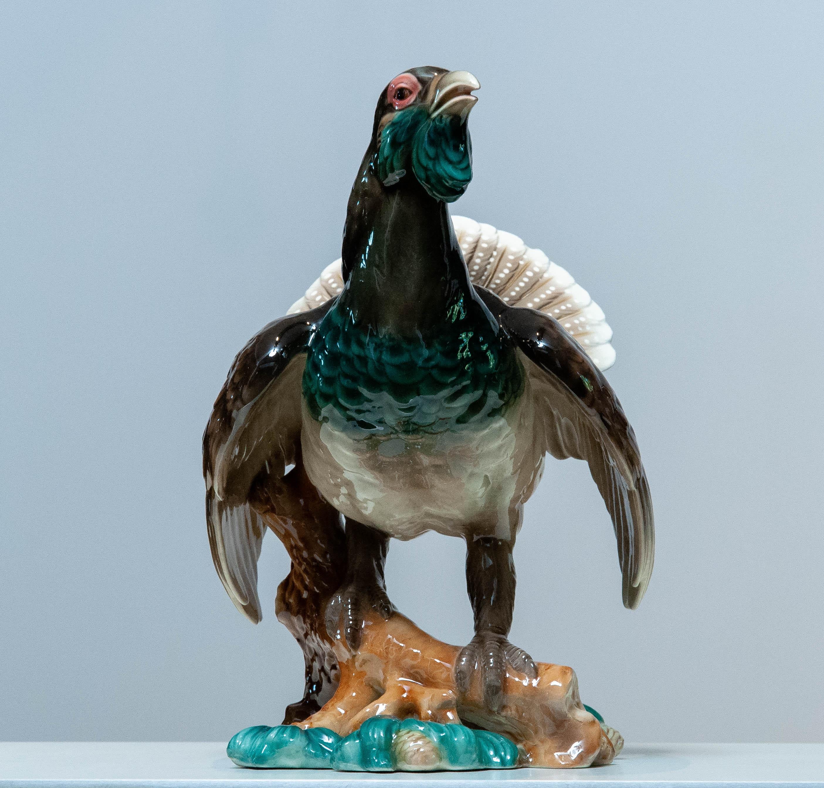 Porcellana 1940's Extra Large Porcelain Pheasant Made By Rudolf Chocholka At Keramos Vienna in vendita