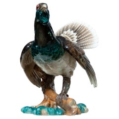 1940's Extra Large Porcelain Pheasant Made By Rudolf Chocholka At Keramos Vienna