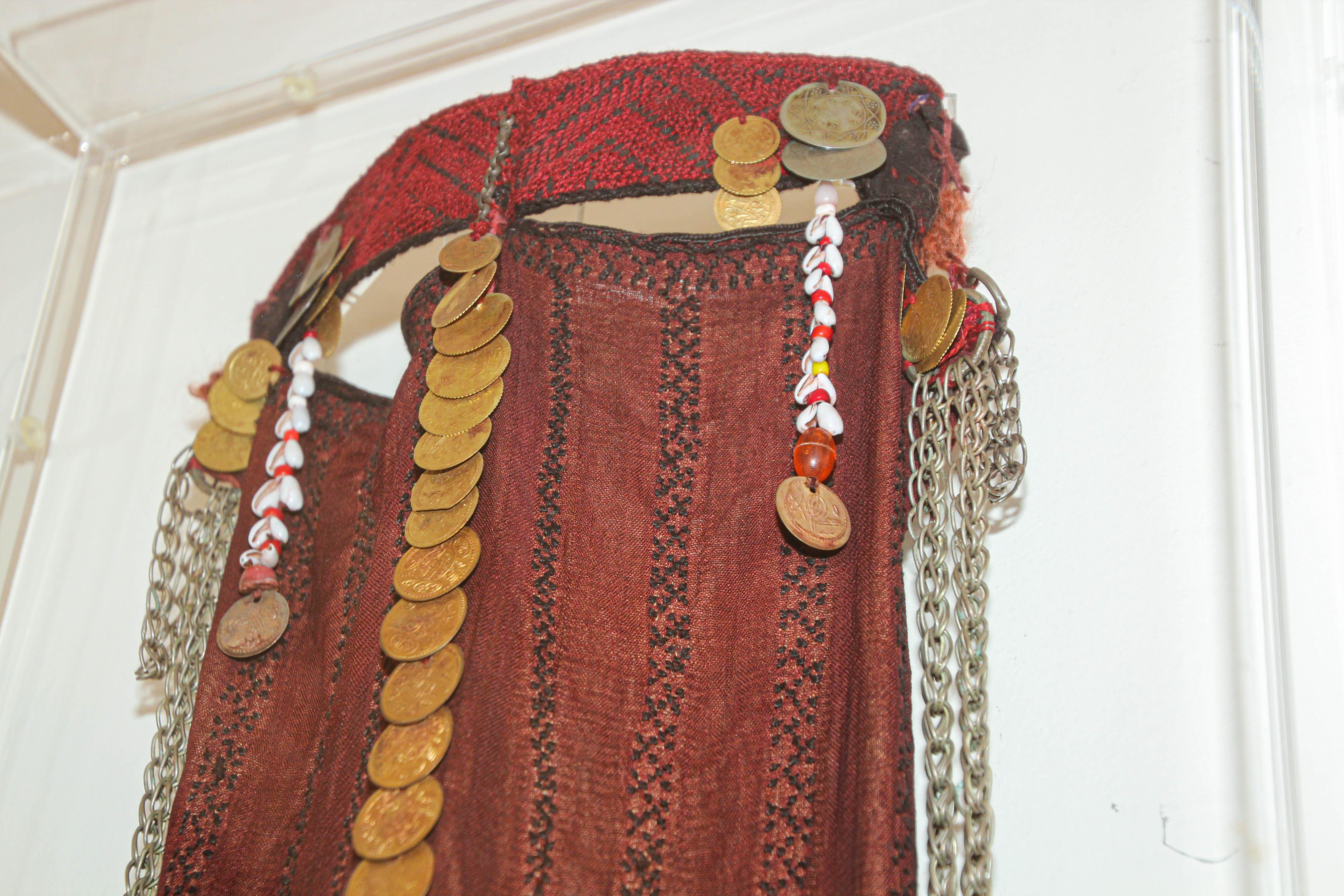 1940s Face Veil, Sinai Bedouin Desert Garment Nikab Framed Collectible For Sale 2