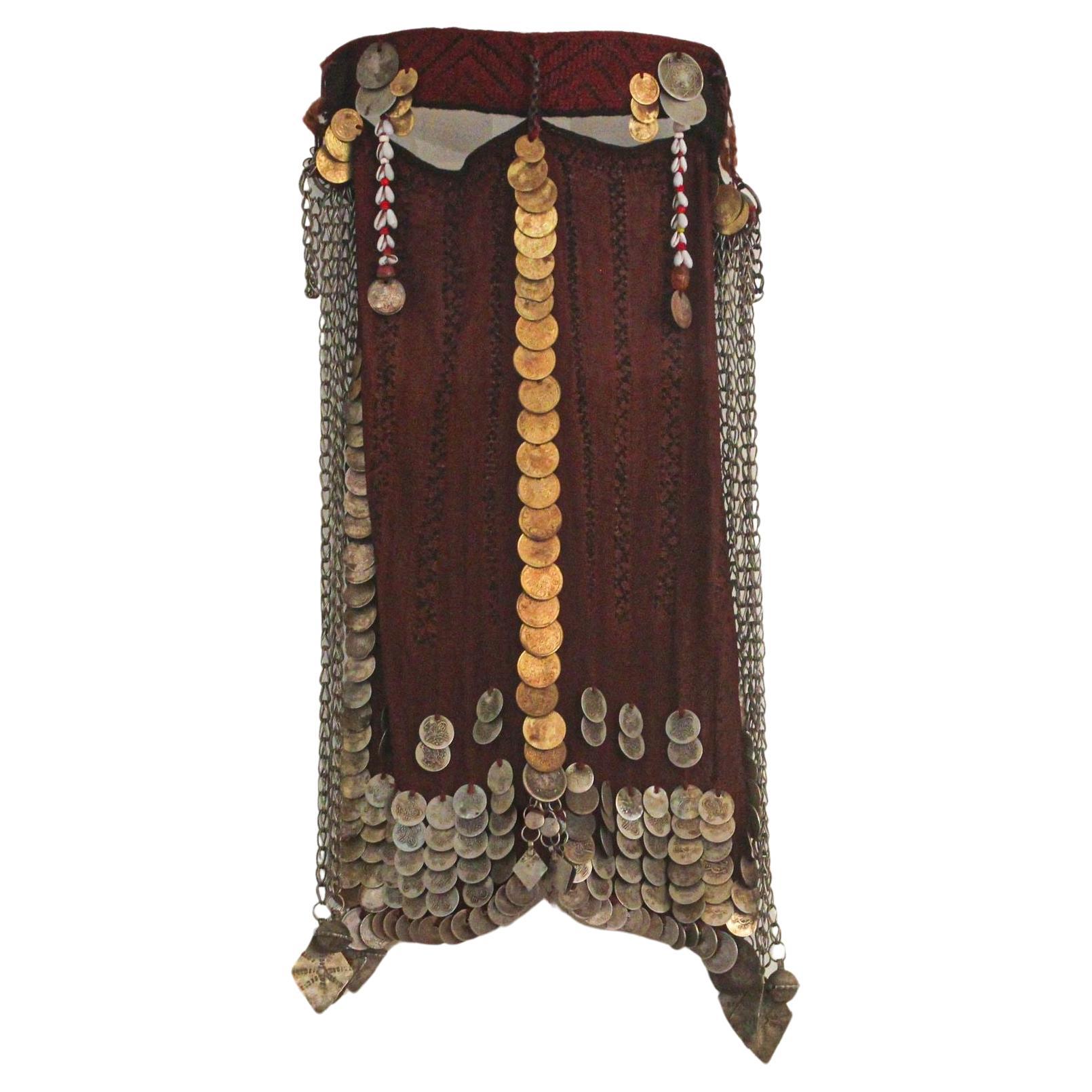 1940s Face Veil, Sinai Bedouin Desert Garment Nikab Framed Collectible For Sale