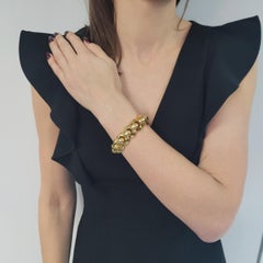 1940's Fancy Shape Dome Link Bracelet In 18k Yellow Gold.