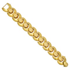 1940's Fancy Shape Dome Link Bracelet In 18k Yellow Gold.