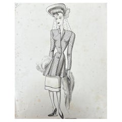 Mode Illustration der 1940er Jahre, schicke Dame