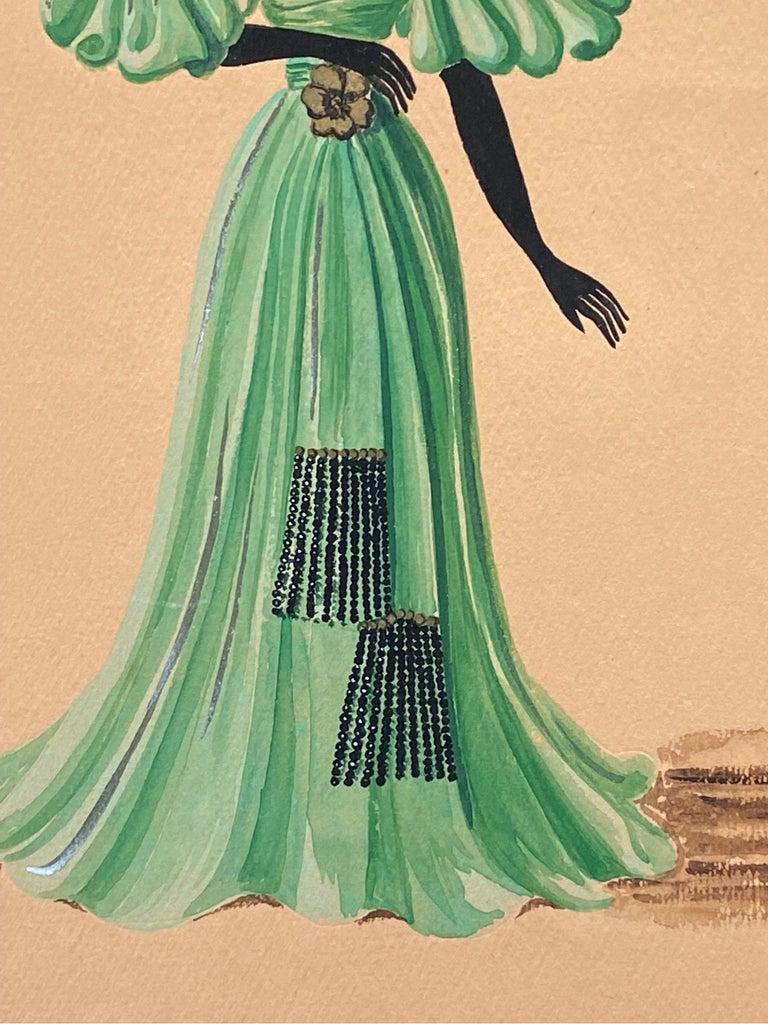 Diseño de moda de los años 40 muy elegante, único y original de la ilustradora francesa Geneviève Thomas.

El cuadro, realizado en aguada y lápiz.

El boceto es original, vintage y mide sin enmarcar 10,5 x 7,75 pulgadas. Será un magnífico diseño