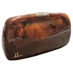1940s Faux Tortoiseshell Bakelite and Brass Italian Evening Bag