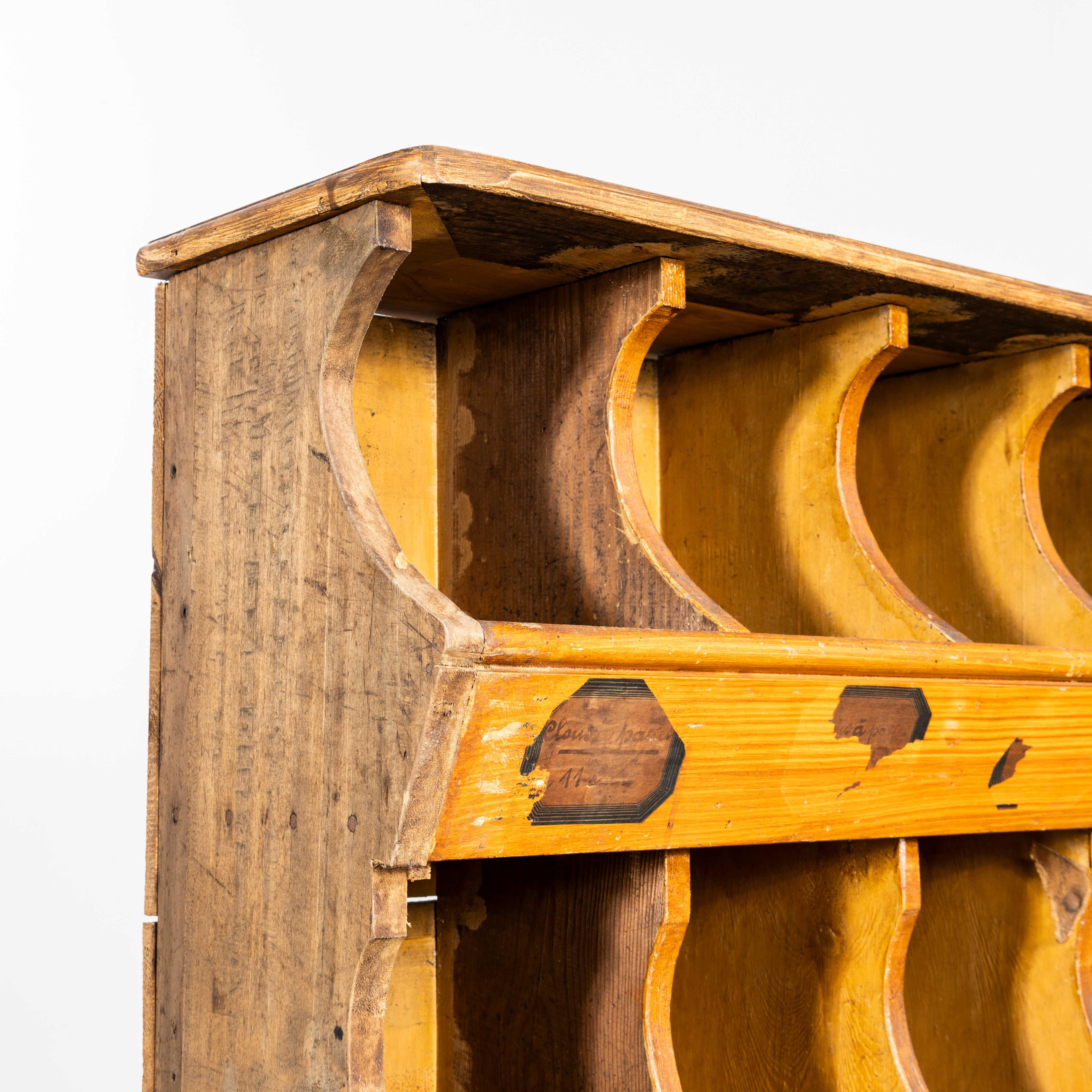 Mid-20th Century 1940's Faux Wood Workshop Shelving - Pigeon Hole Bins (3231)