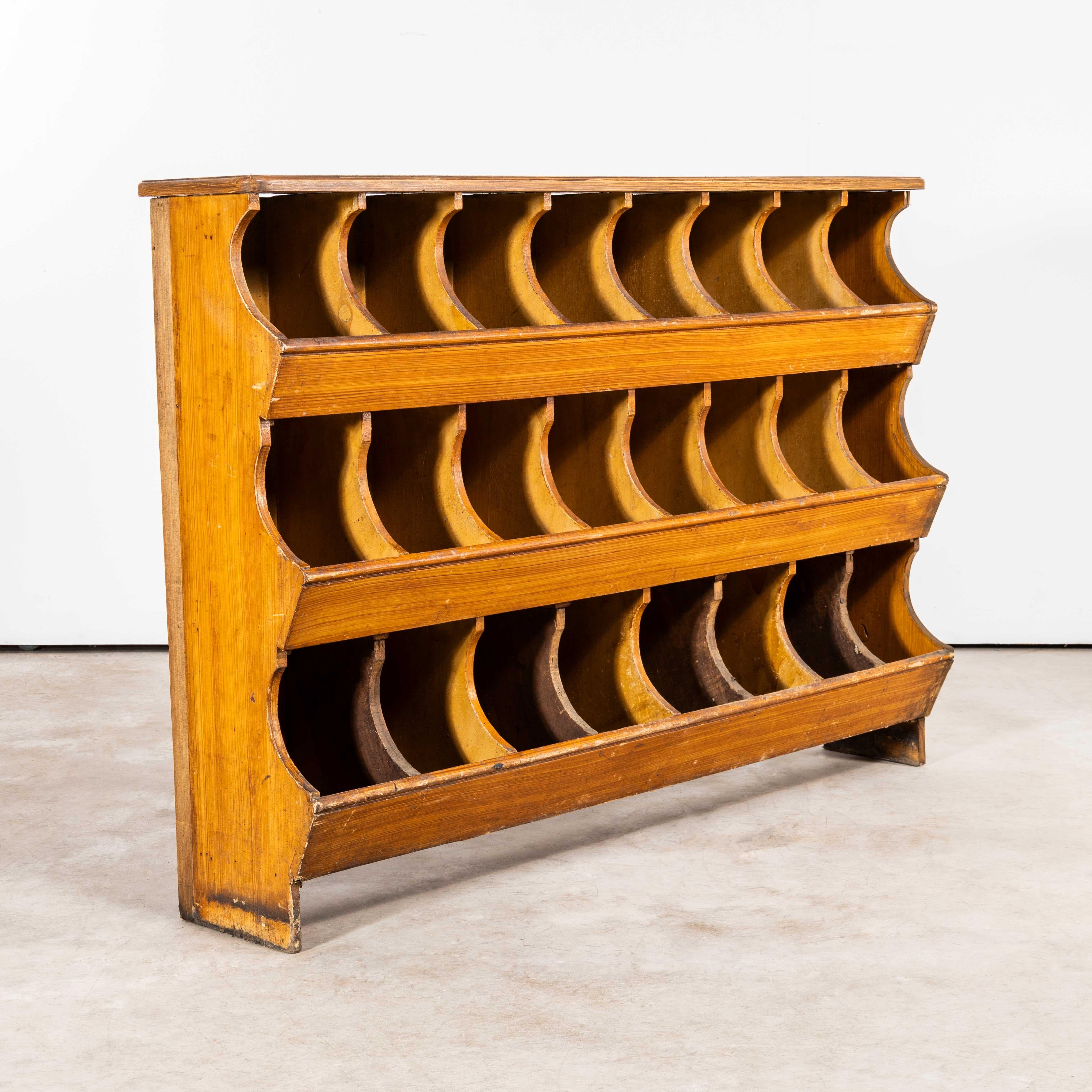 French 1940's Faux Wood Workshop Shelving - Pigeon Hole Bins (3232)