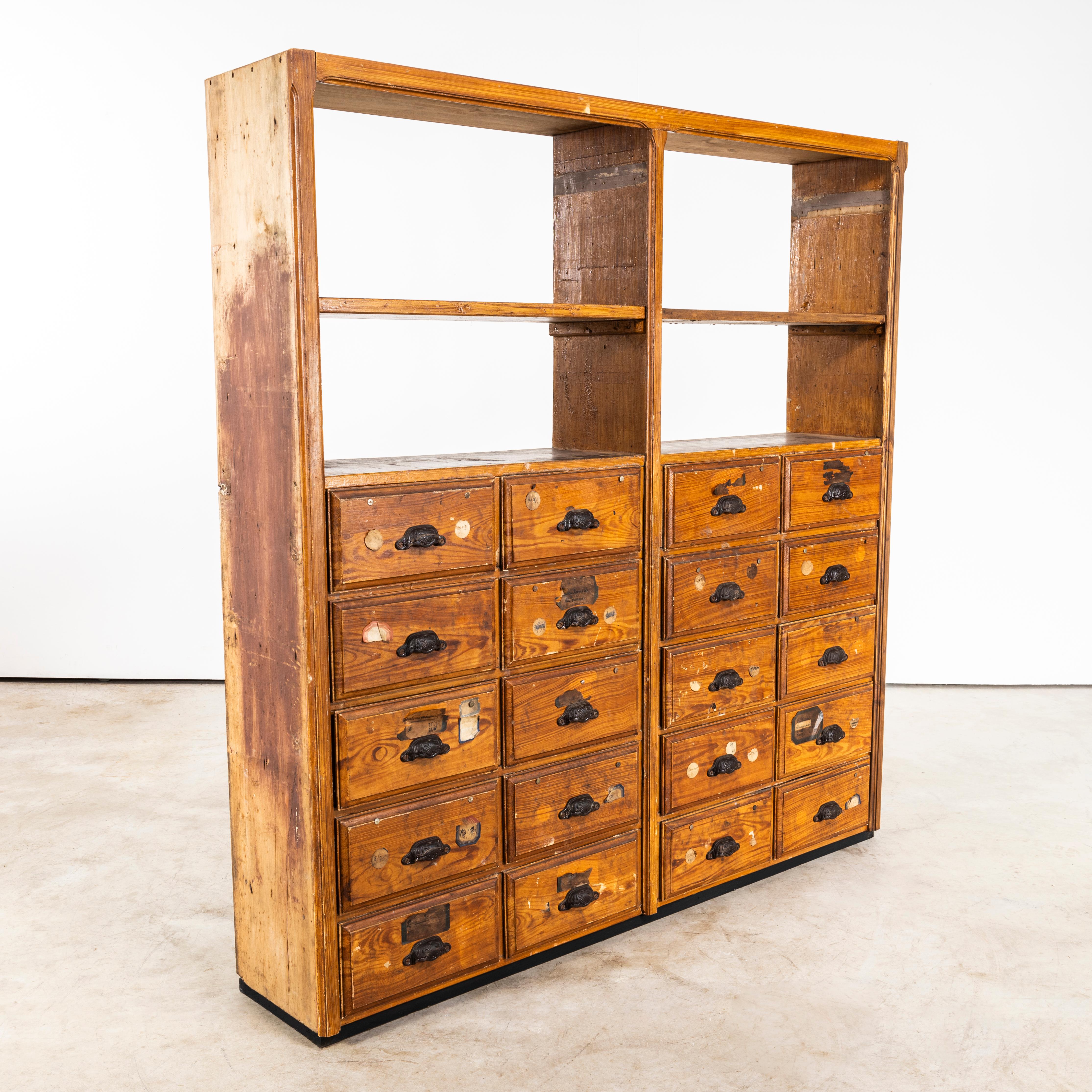 1940's Faux Wood Workshop Shelving - Twenty Drawers For Sale 1
