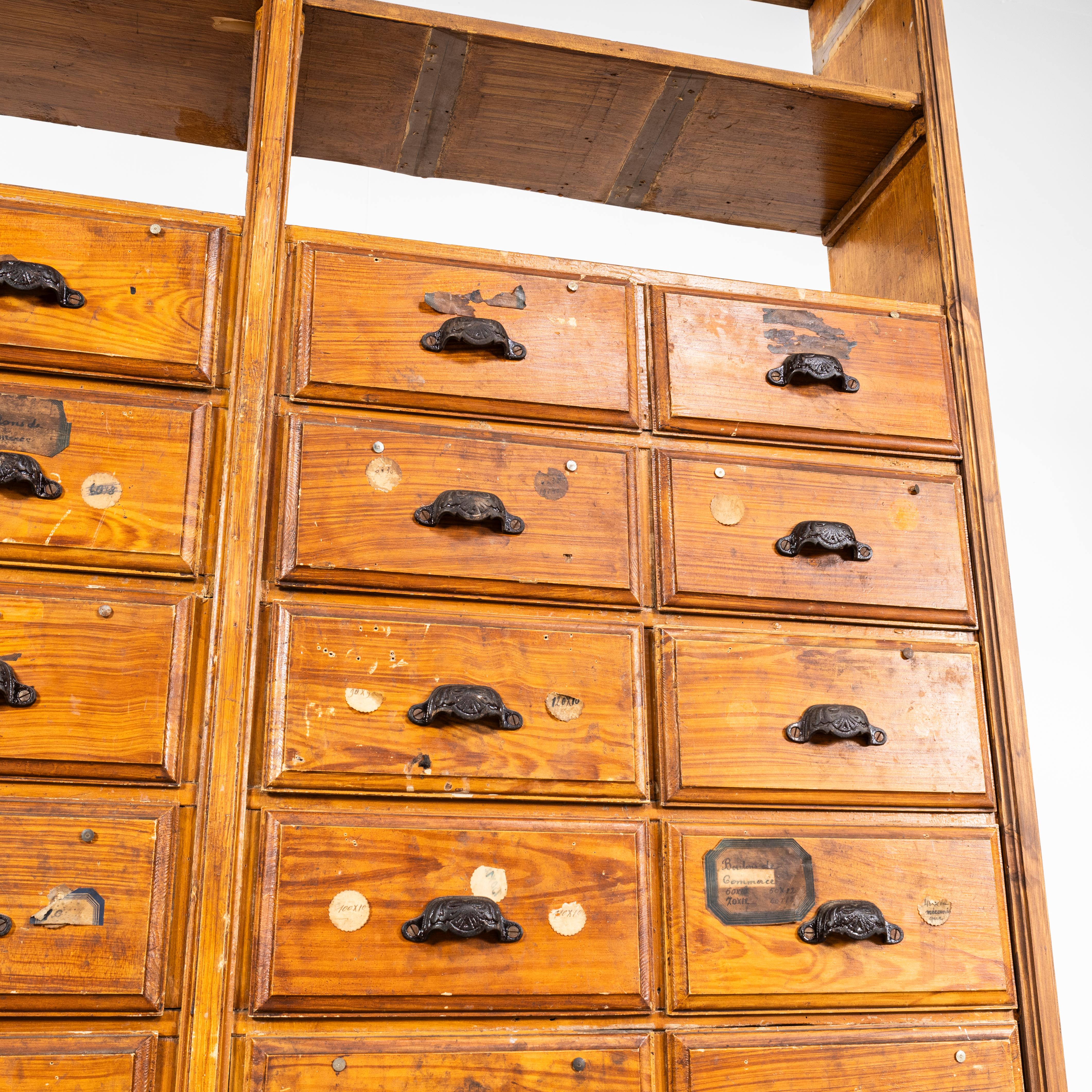 1940's Faux Wood Workshop Shelving - Twenty Drawers For Sale 2