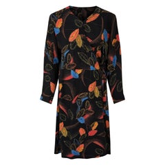 1940er Jahre Federdruck Rayon Wickelkleid