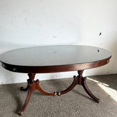 1940s Federal Flamed Mahogany Dining Table With Glass Top by Rway