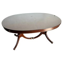 Vintage 1940s Federal Flamed Mahogany Dining Table With Glass Top by Rway