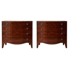 1940s Federal Style Bowfront Mahogany Chests by New York Nahon Furniture - Pair