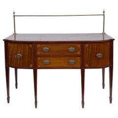 1940s Federal Style Brass And Inlaid Mahogany and Satinwood Sideboard