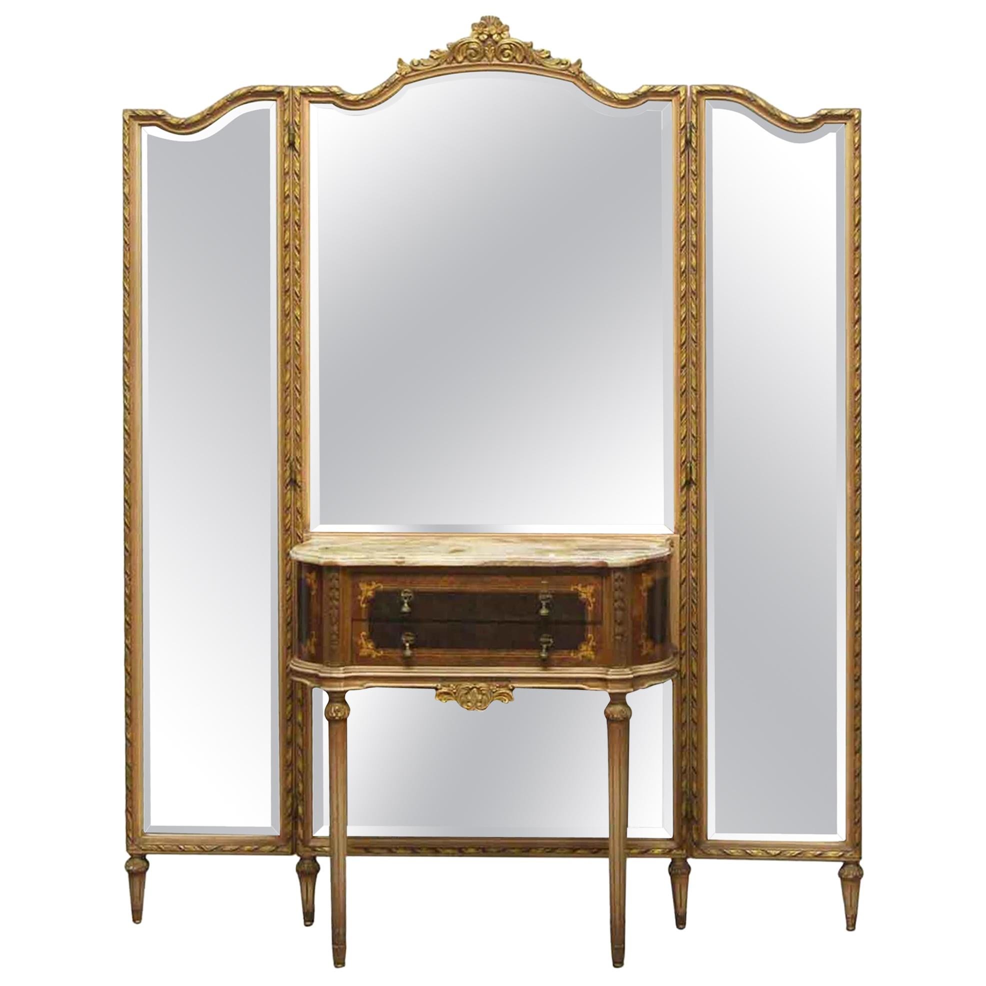 1940s Federal Style Folding Mirror Vanity Table