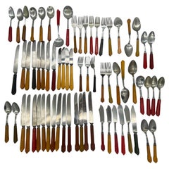 1940s Fiesta Go- Along Bakelite Handle Stainless Steel Mix and Match Set of 68