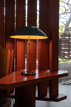 1940s Böhlmarks Brass and Leather Table Lamp