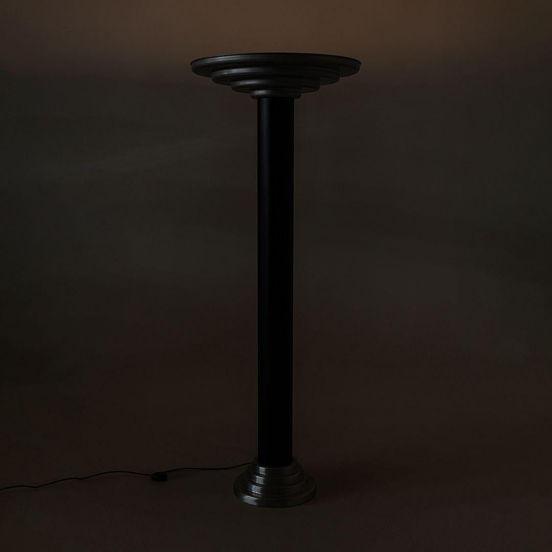 German 1940s Firma Keiser Machine Age Streamline Torchiere Floor Lamp in Aluminum For Sale