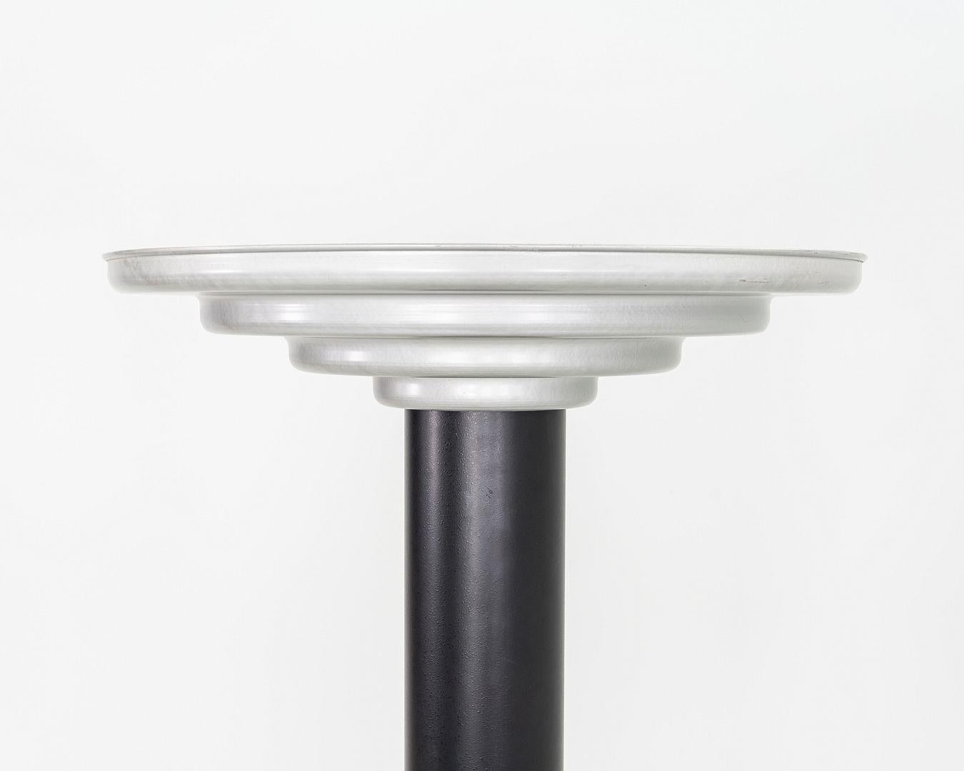 1940s Firma Keiser Machine Age Streamline Torchiere Floor Lamp in Aluminum In Good Condition For Sale In Philadelphia, PA