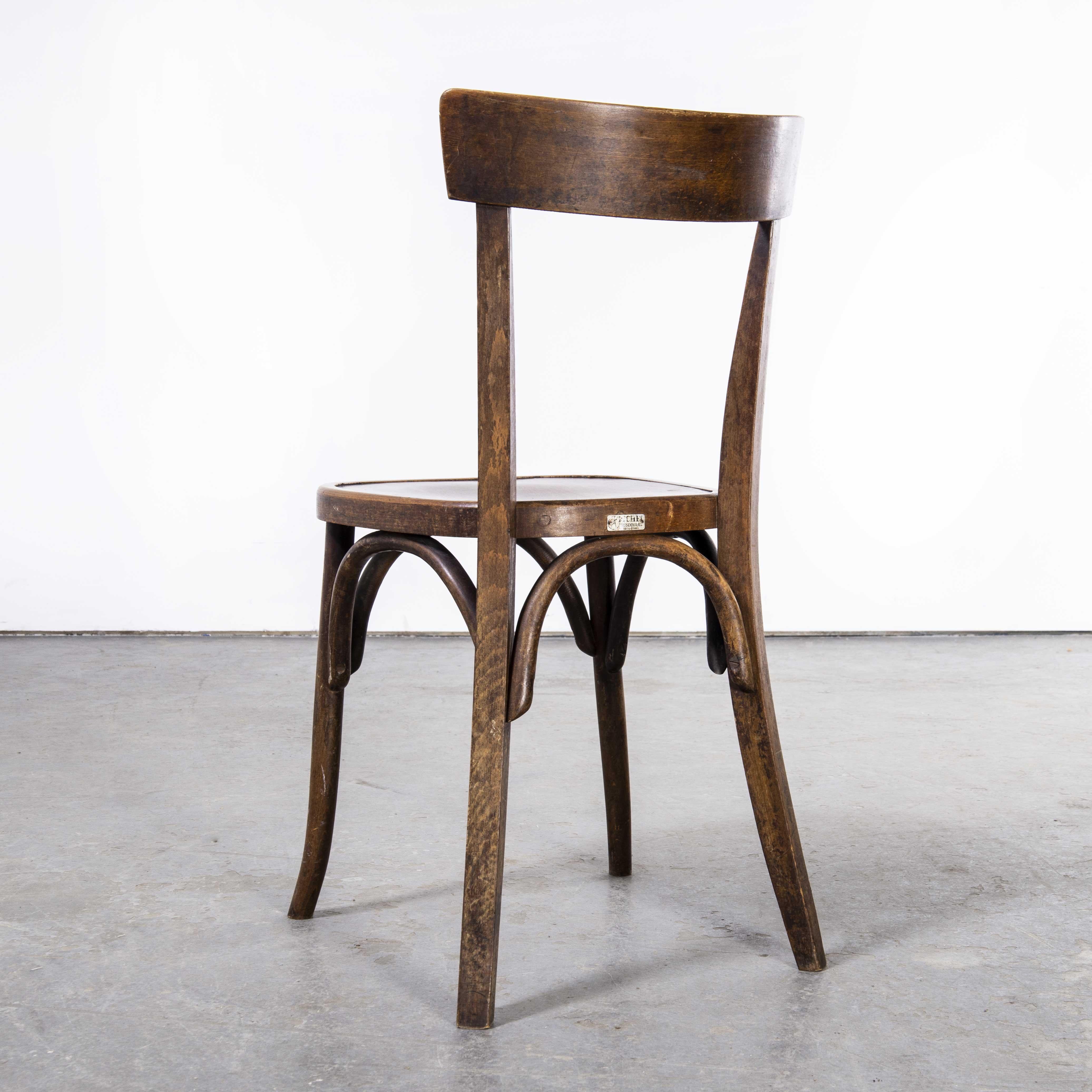 1940's Fischel French Bentwood Dark Walnut Dining Chairs, Good Quantities Avail In Good Condition In Hook, Hampshire