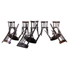 1940's Fischel French Bentwood Dark Walnut Dining Chairs, Set of Eight