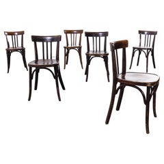 1940's Fischel French Bentwood Dark Walnut Dining Chairs, Set of Six