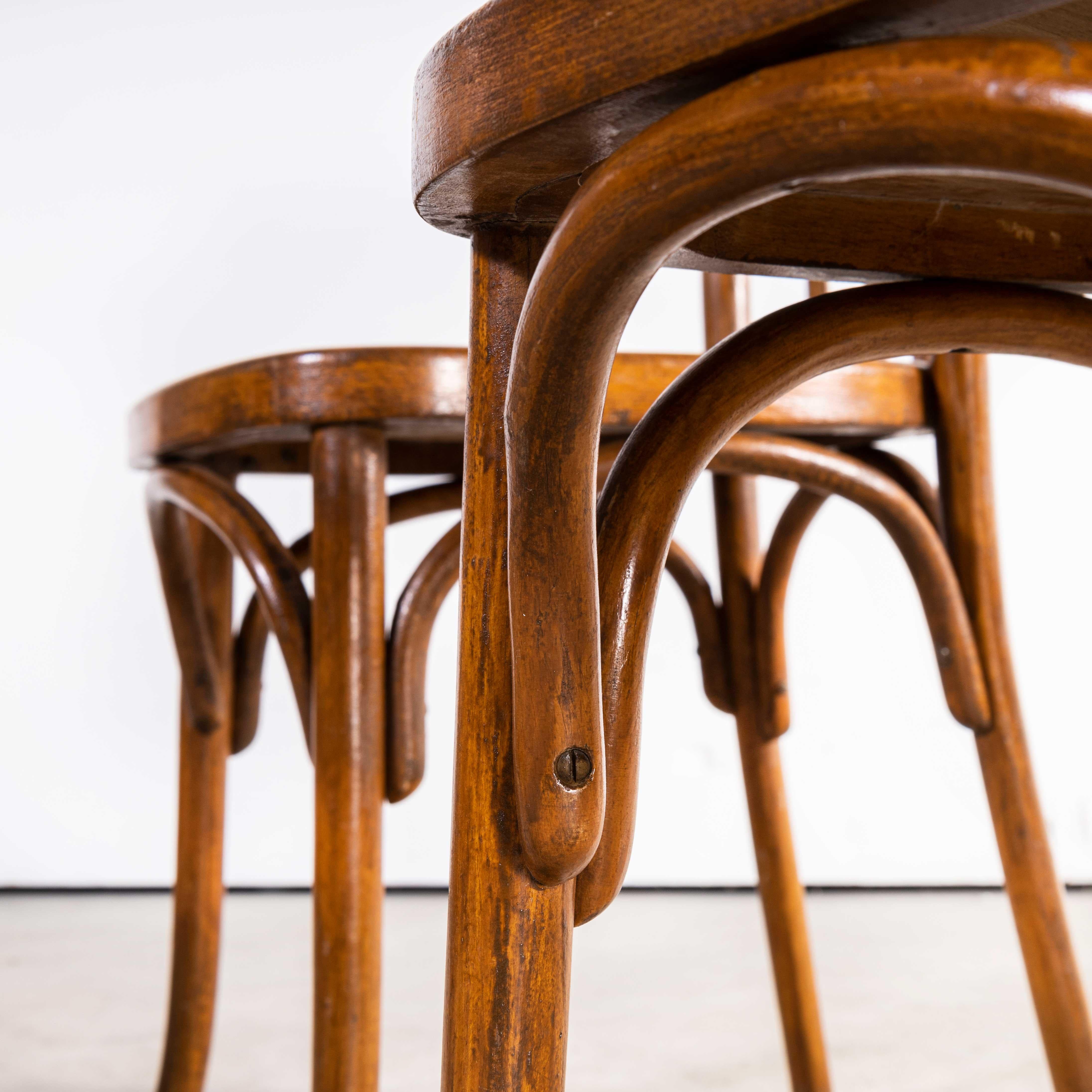 1940's Fischel French Deep Back Bentwood Dining Chairs, Set of Four 6