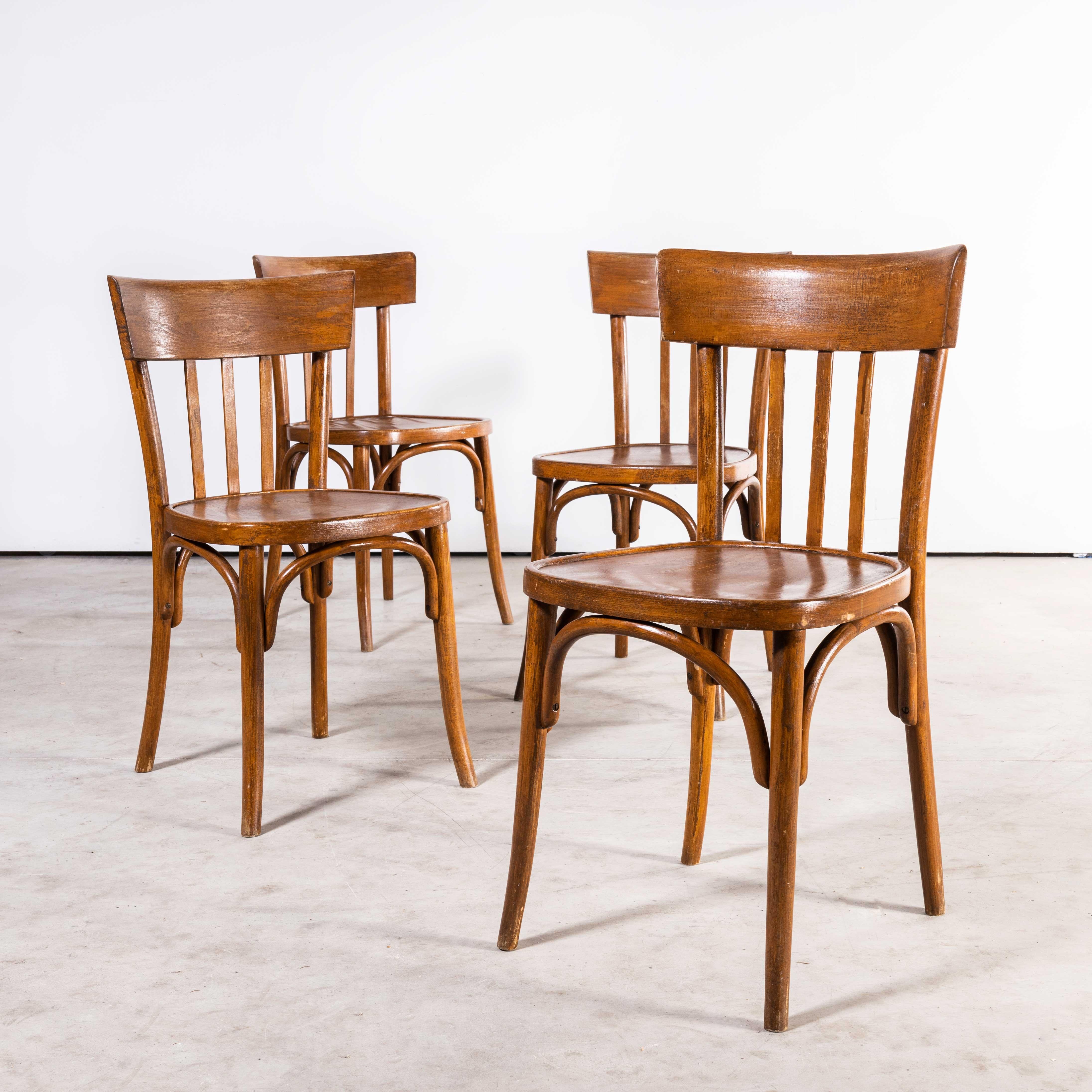 1940’s Fischel French deep back bentwood dining chairs – set of four.
1930’s Fischel French deep back bentwood dining chairs – set of four.. The chairs are not marked but we believe they are by Fischel. The process of steam bending beech to create