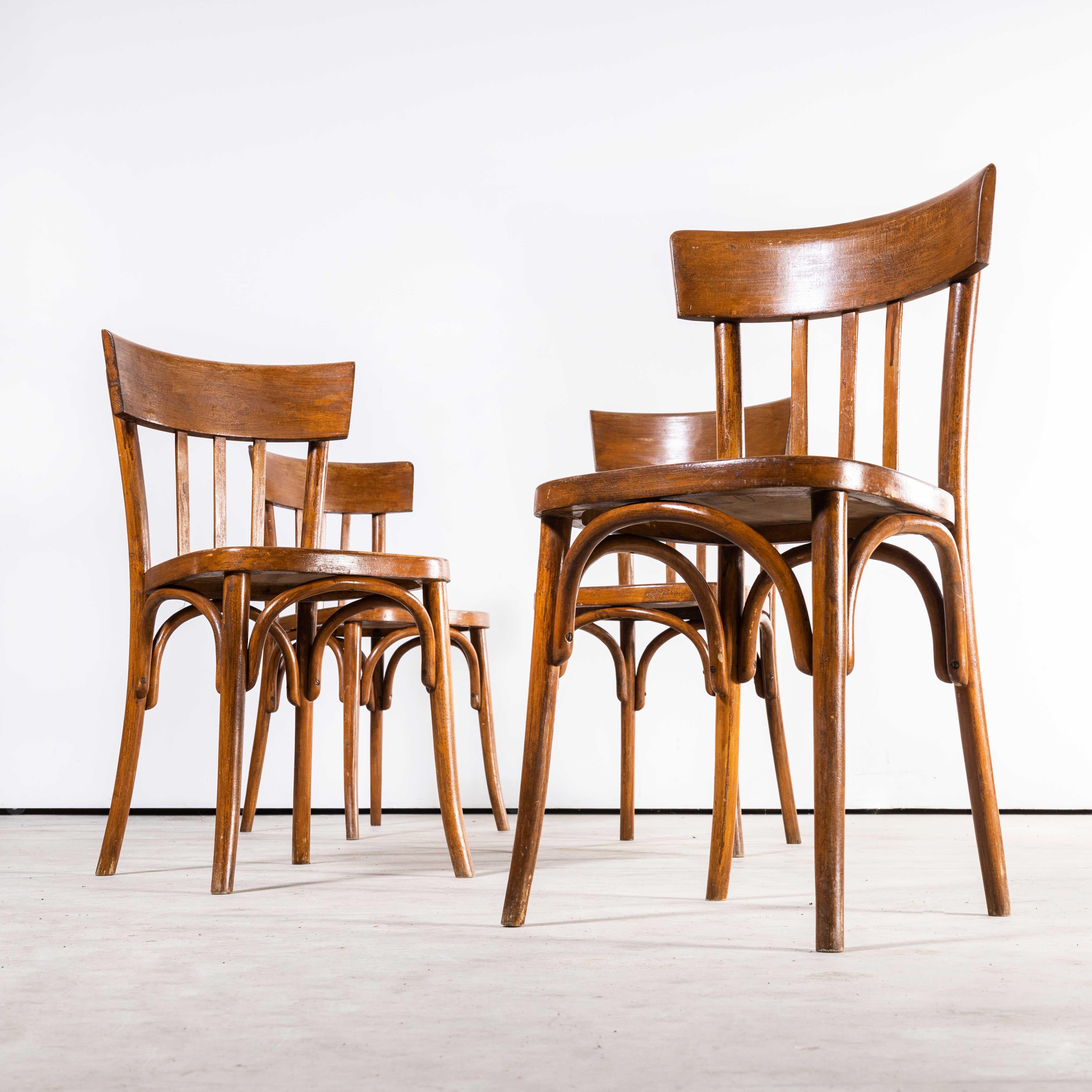 1940's Fischel French Deep Back Bentwood Dining Chairs, Set of Four 5
