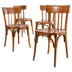 Chaises de salle à manger Fischel en bois courbé à dossier profond des années 1940, lot de quatre