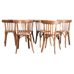 Chaises de salle à manger en bois courbé à dossier profond Fischel des années 1940 - Ensemble de six chaises