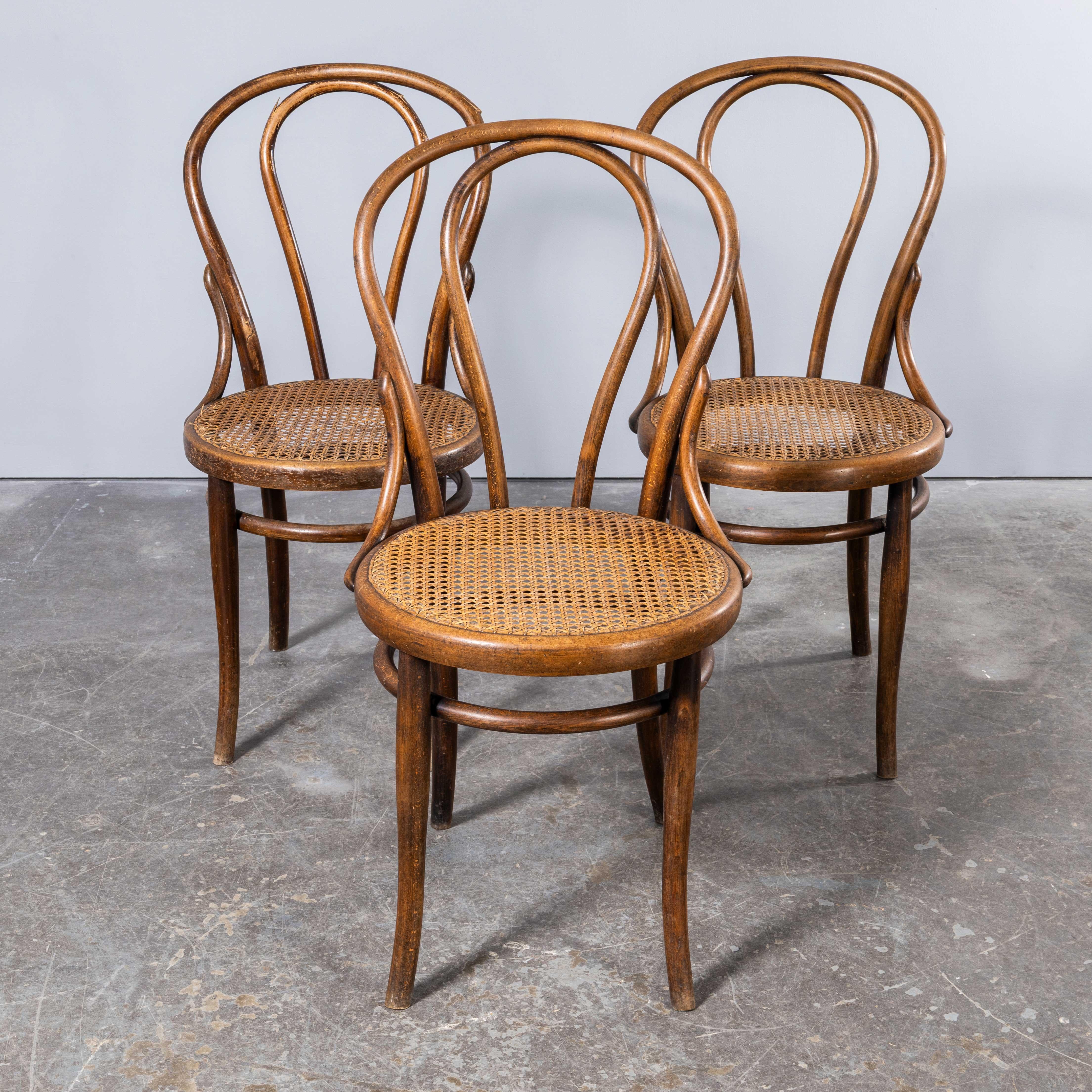1940's Fischel Hoop Backed Cane Seat Chair - Set Of Three In Good Condition In Hook, Hampshire