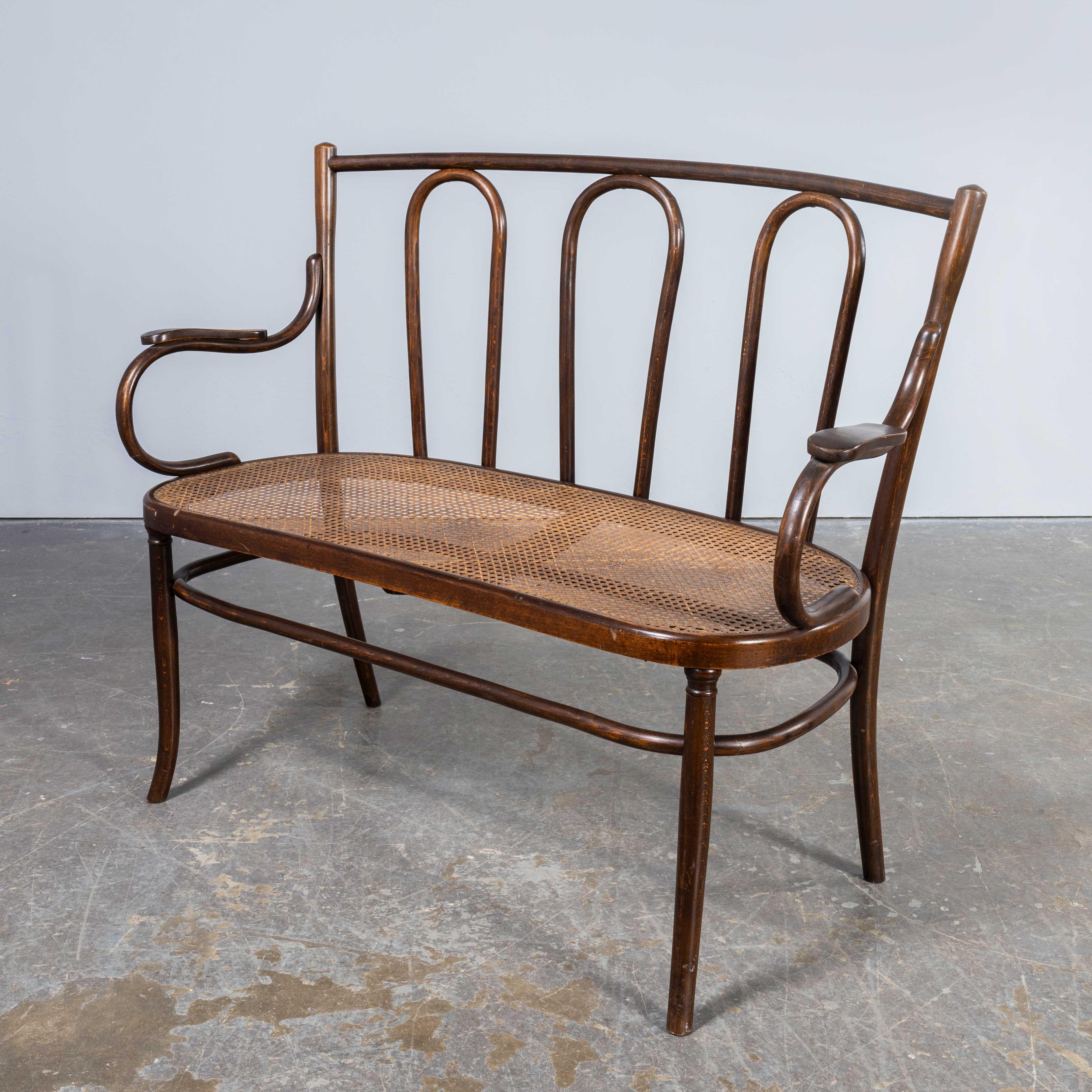French 1940's Fischel Hooped Cane Seated Original Classic Bench