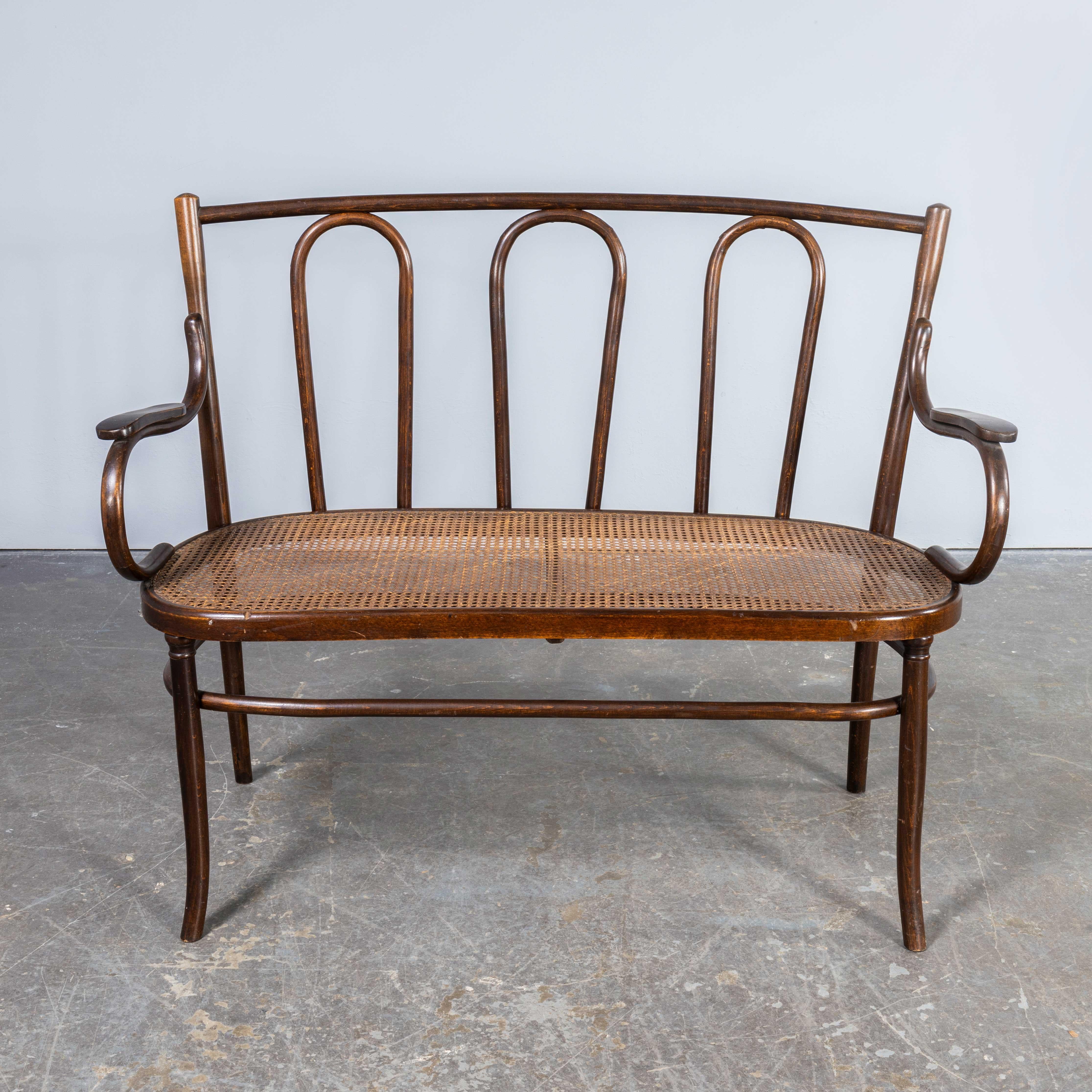 Beech 1940's Fischel Hooped Cane Seated Original Classic Bench