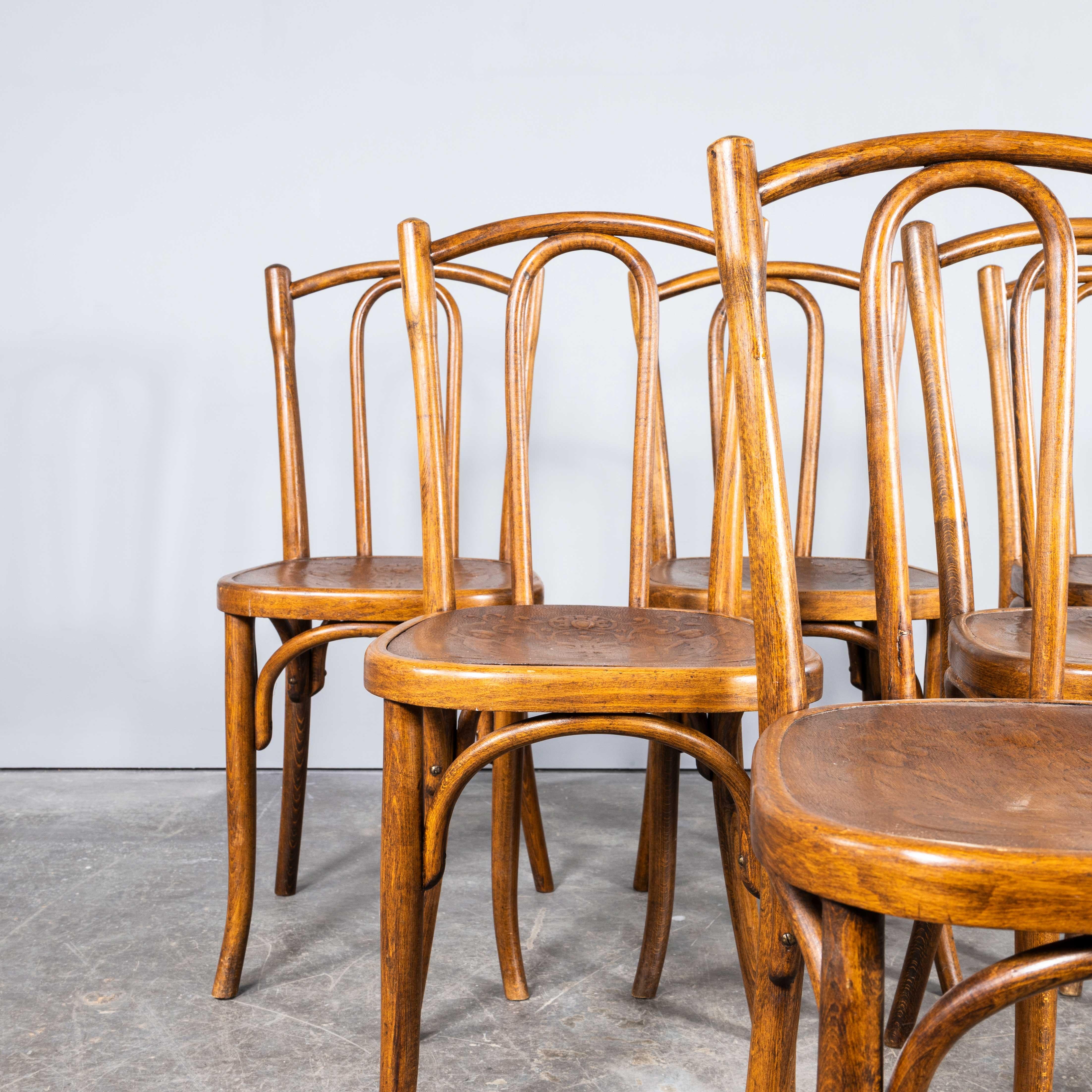 French 1940's Fischel Original Single Hoop Bentwood Chairs - Set Of Six