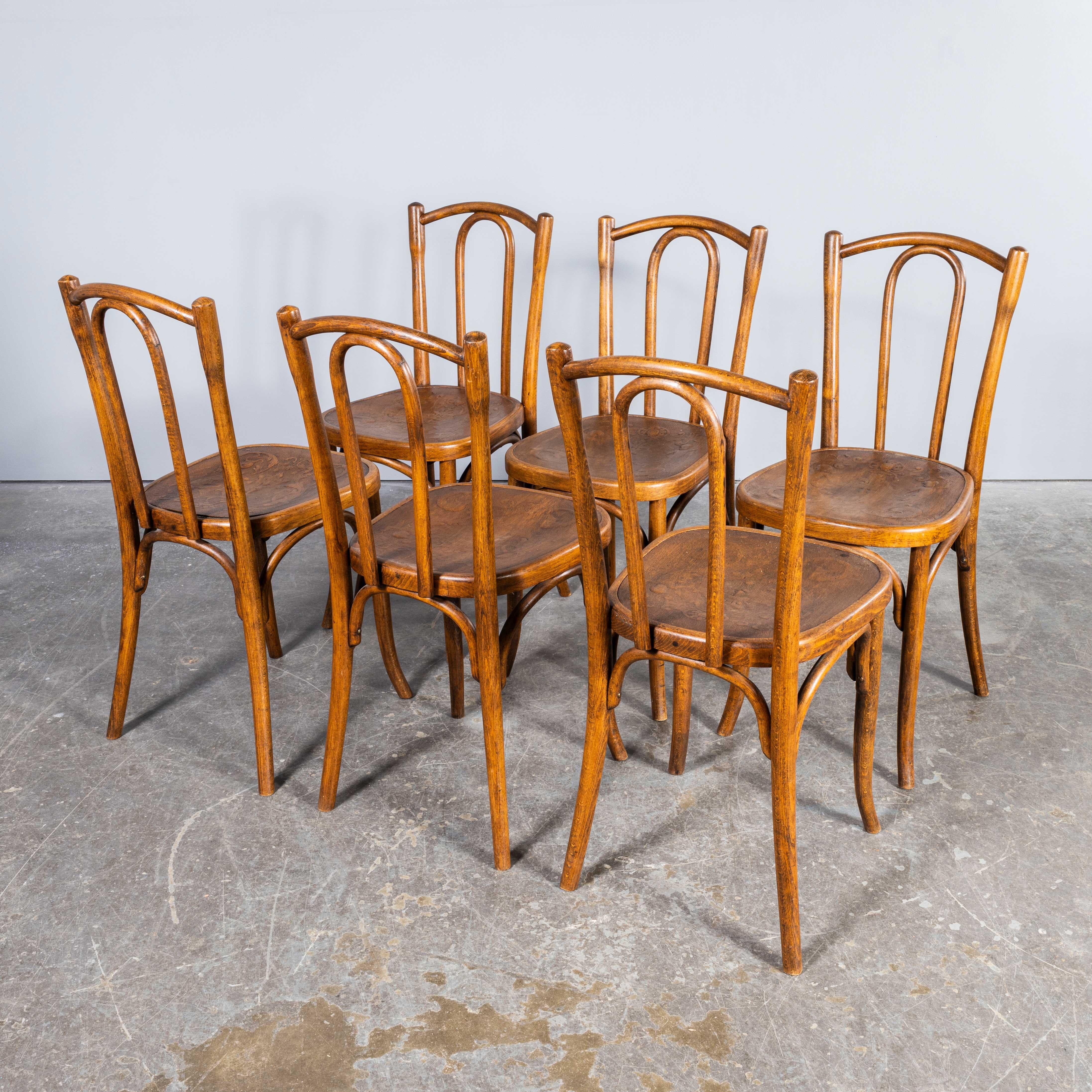 Mid-20th Century 1940's Fischel Original Single Hoop Bentwood Chairs - Set Of Six