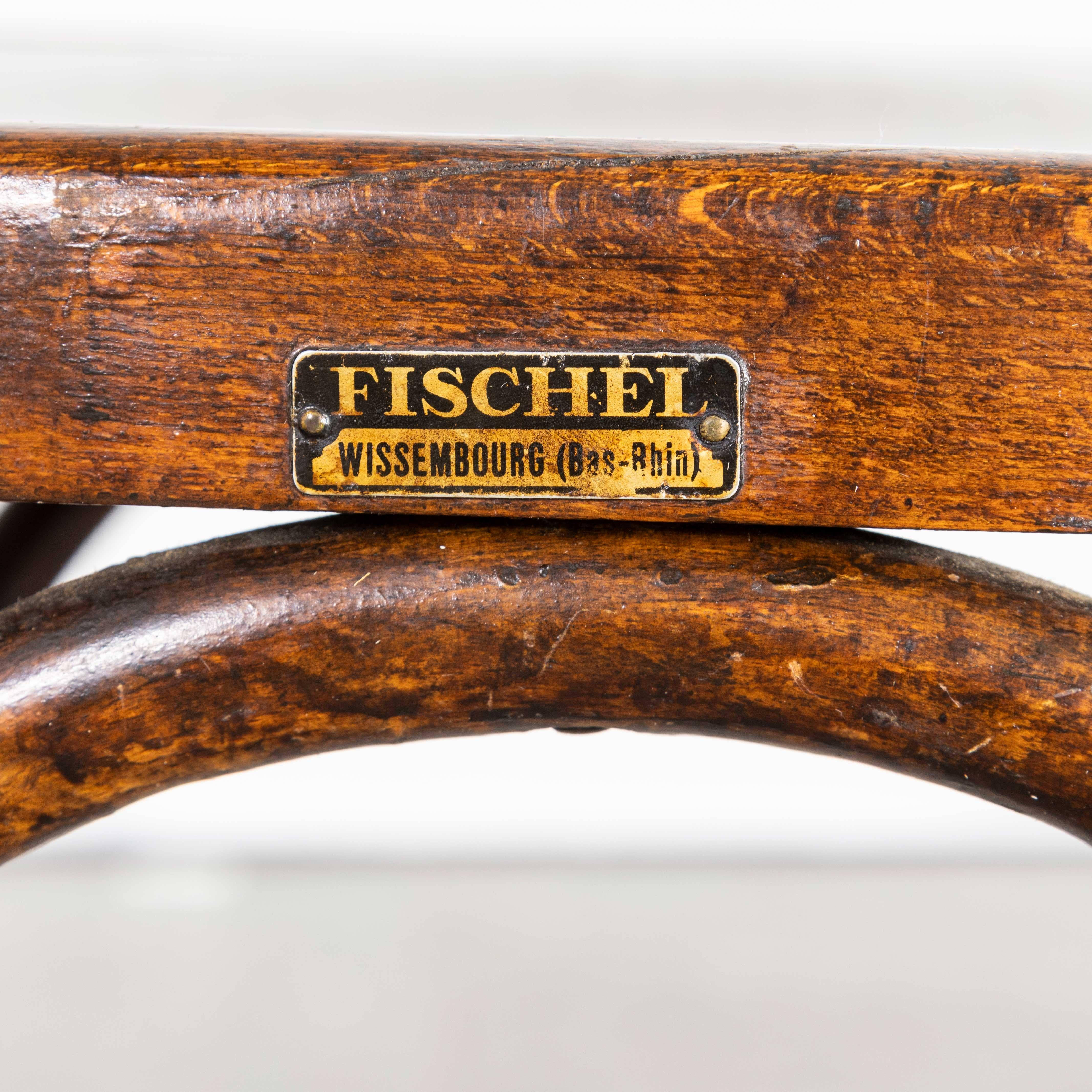 Bois cintré Fischel Provence des années 1940  Chaises de salle à manger en bois courbé - Ensemble de quatre