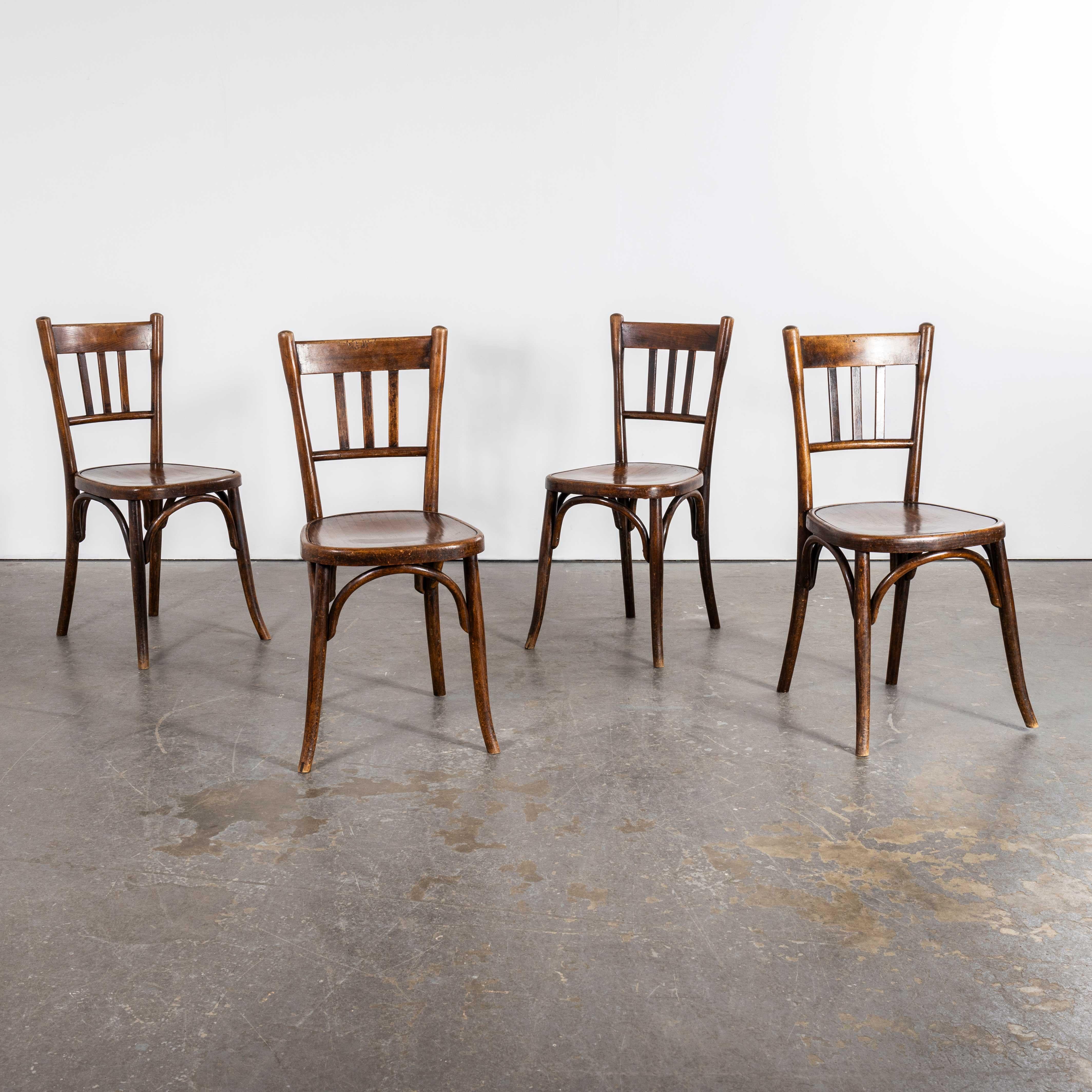 Fischel Provence des années 1940  Chaises de salle à manger en bois courbé - Ensemble de quatre 2