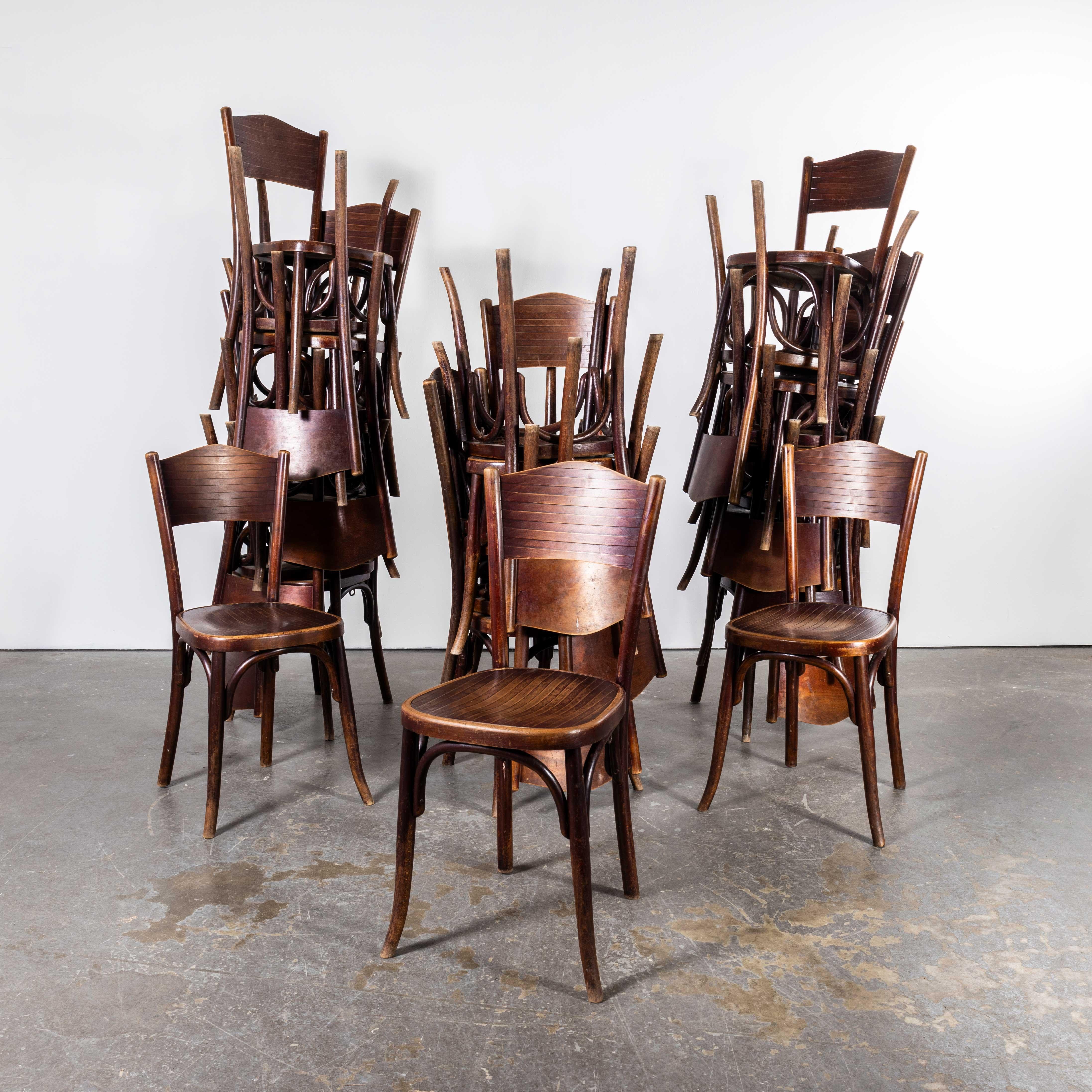 1940's Fischel Stamped Bentwood Dining Chairs - Gute Menge verfügbar im Angebot 5