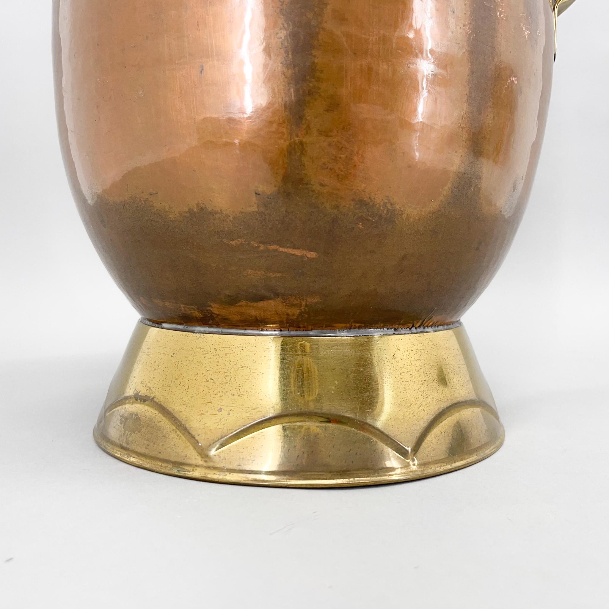 20th Century 1940's Floor Brass & Copper Water Jug, Belgium For Sale