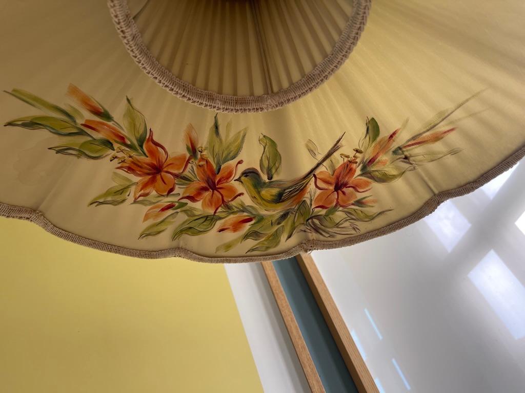 1940s Floor Lamp in Elm Tree with Hand Painted Fabric Shade, Attri Josef Frank For Sale 1