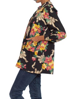 1940S Floral Cotton Swing Top With Red Bakelite Buttons