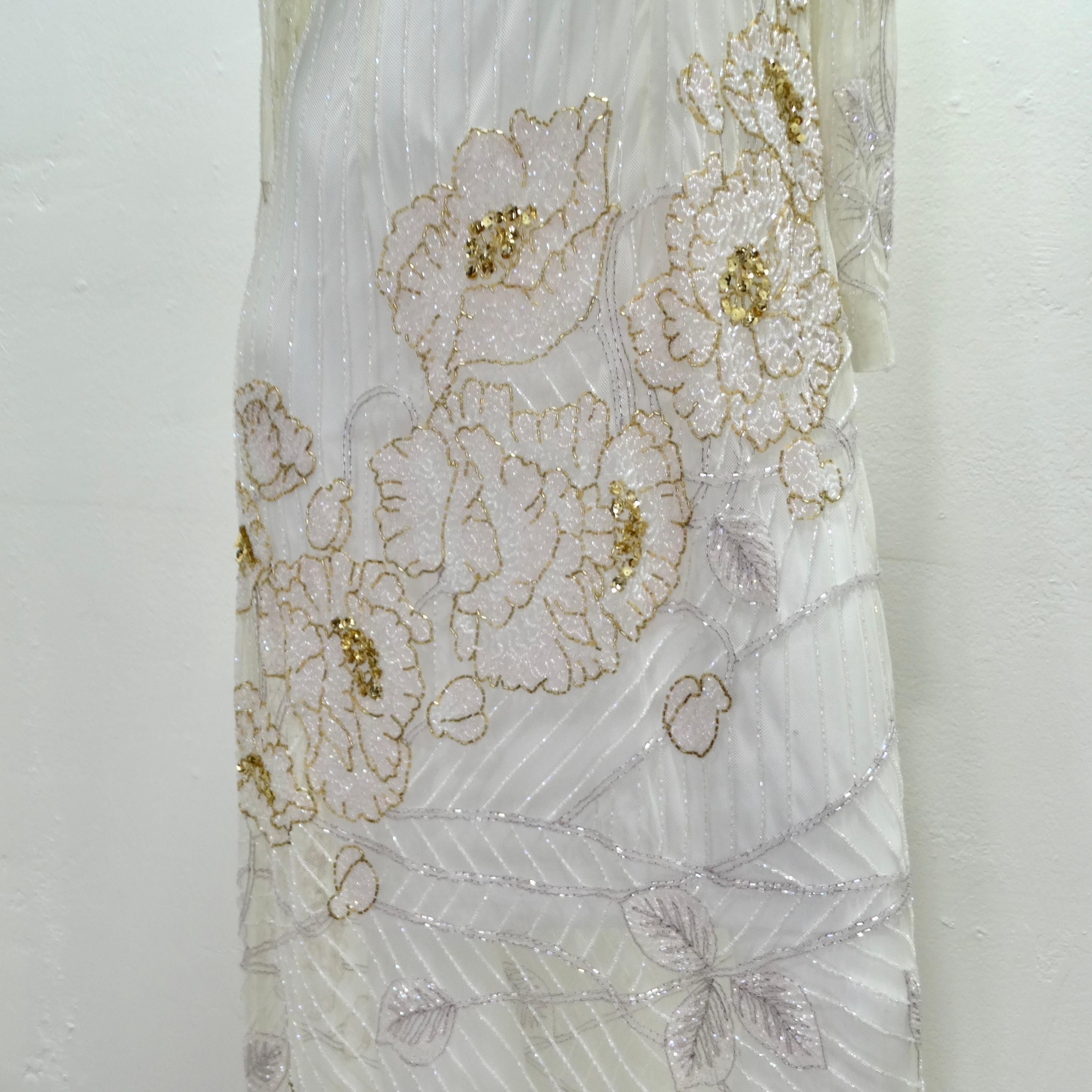 1940s Floral Motif Beaded Sheer Gown 1