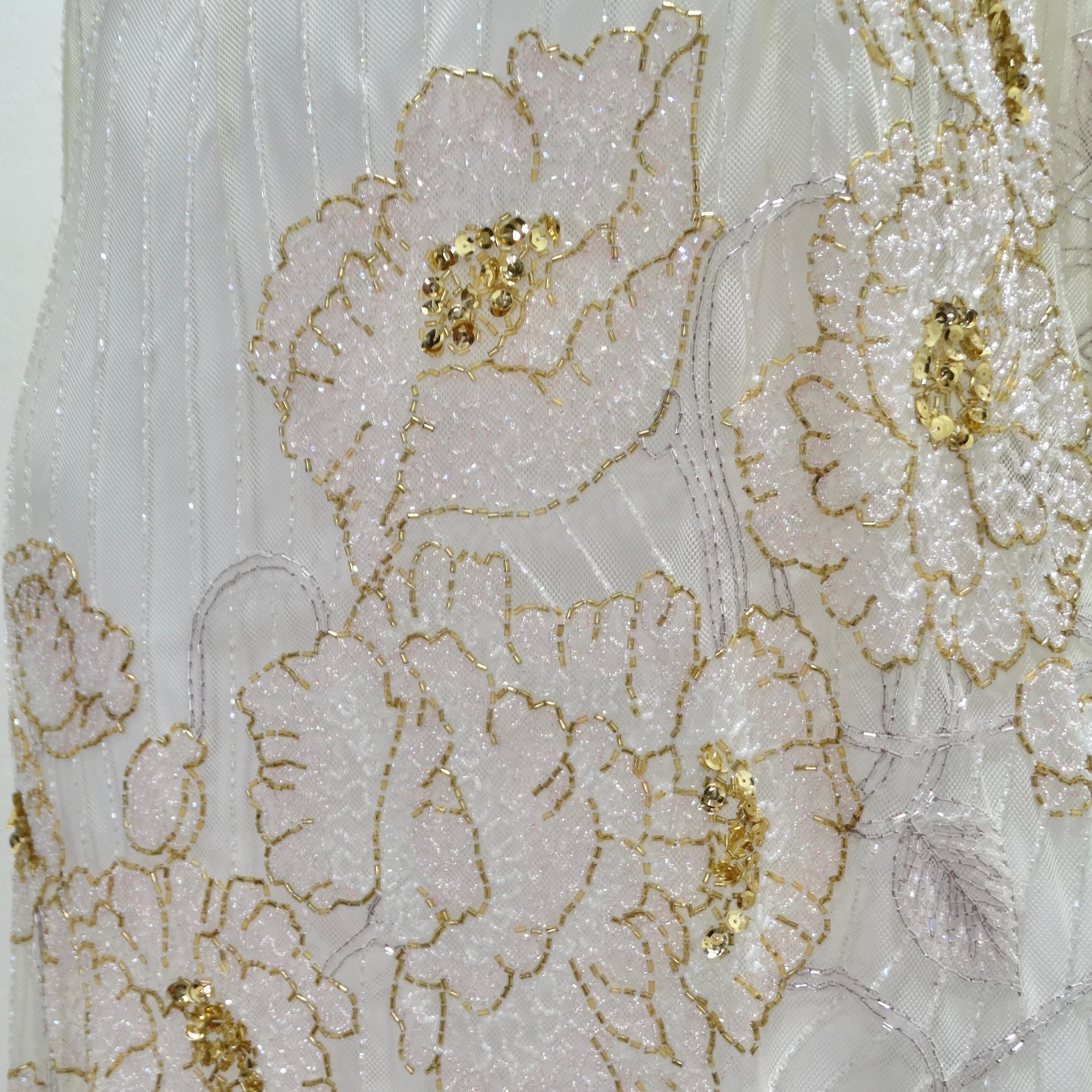 1940s Floral Motif Beaded Sheer Gown 2
