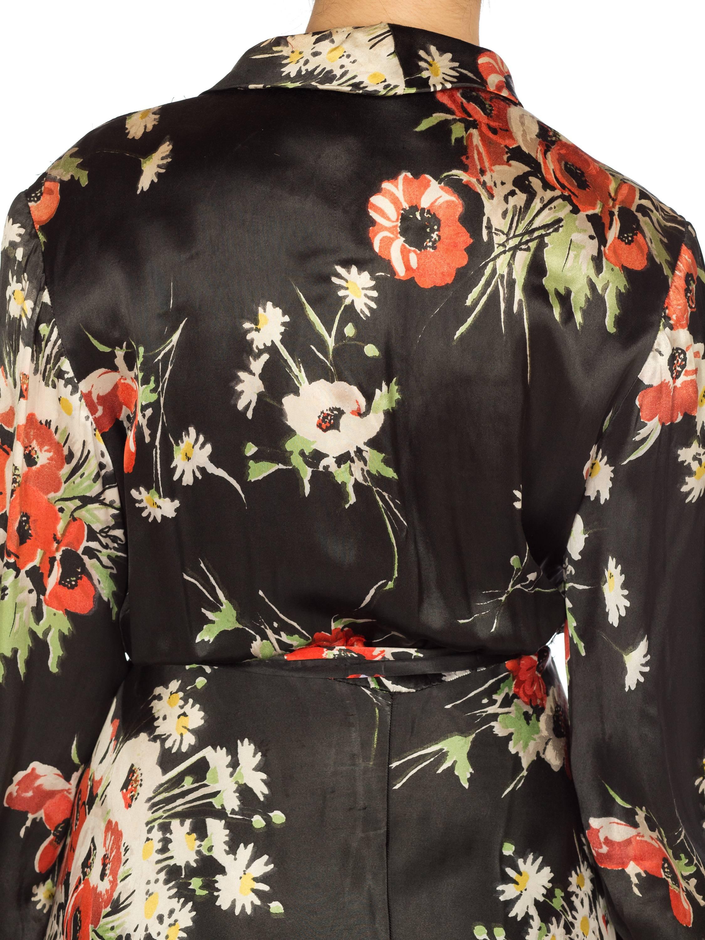 Floral Satin Wrap Dress Dressing Gown, 1940s 10
