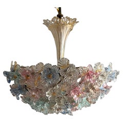 1940s FLower bascket Murano Glass Chandelier Attributed to Barovier & Toso
