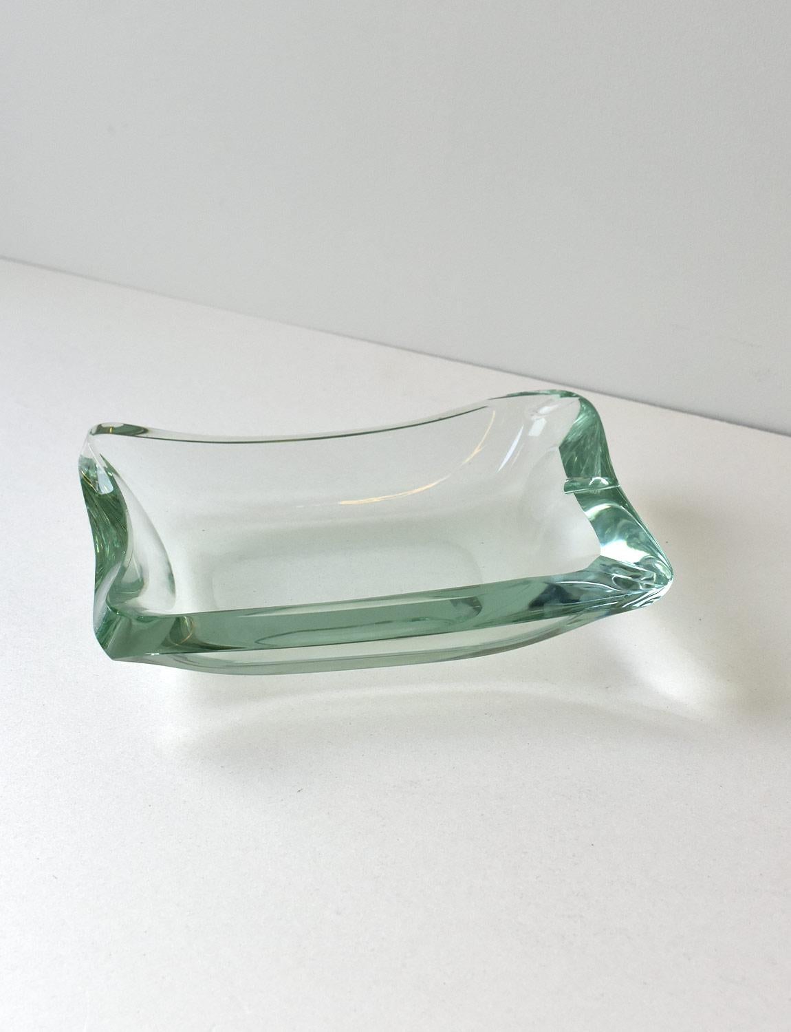 Mid-20th Century 1940s Fontana Arte Large signed rectangular bowl and ashtray For Sale